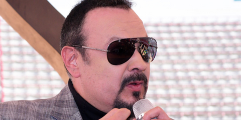 Mexican-American singer Pepe Aguilar was seen wearing black and silver Versace 2243 1001/6G Polarised sunglasses in Mexico City, February 2023.