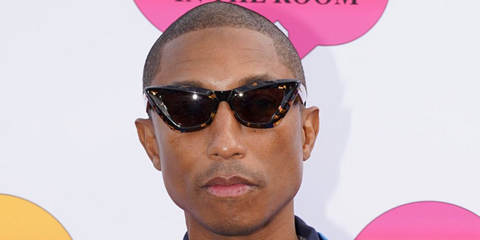 Pharrell Williams wears cat eye Bottega Veneta havana sunglasses