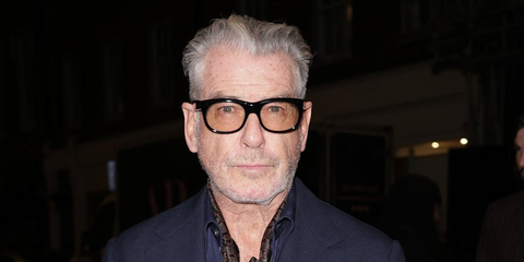 Pierce Brosnan was seen wearing black Saint Laurent Sun SL 815 Romy 006 sunglasses with light brown lenses at Paris Brosnan X Clarendon Fine Art Event in London, February 2026.
