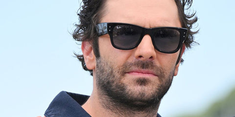 French actor Pio Marmai was seen wearing black Ray-Ban Mega Wayfarer RB 0840S 901/31 sunglasses at the 2025 Cannes Film Festival