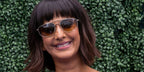 Actress Poorna Jagannathan was seen wearing gold Oliver Peoples R-14 OV1361S 5245/13 sunglasses with brown gradient lenses at the Film Independent Spirit Awards 2026.