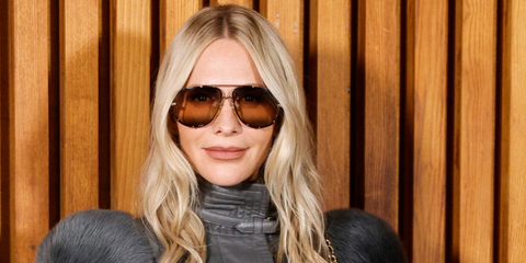 Poppy Delevingne was seen wearing gold Chloe CH0348S 004 aviator sunglasses with tricolour brown smoke gradient lenses at the Chloé Spring/Summer 2026 fashion show during Paris Fashion Week. Shop online now on Pretavoir