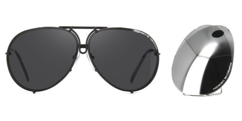 Porsche Design 8478 D Black Frame - Grey & Silver Lenses - As Seen On Kim Kardashian
