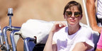 SAS Princess Charlene of Monaco was seen wearing tortoiseshell Oliver Peoples OP-506-Sun OV5350S 1700/53 sunglasses with brown lenses during her summer vacation on the "Avantage" yacht off Corsica, France, August 2023