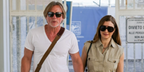 Rachel Weisz, pictured with Daniel Craig, was seen wearing Loewe Curvy LW40144U 01B aviator sunglasses in Venice following the 81st Venice Film Festival