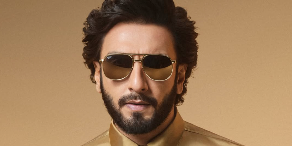 Ranveer Singh wore gold Ray-Ban Bill Max RB 3793 001/93 aviator sunglasses with gold mirror lenses in October 2026
