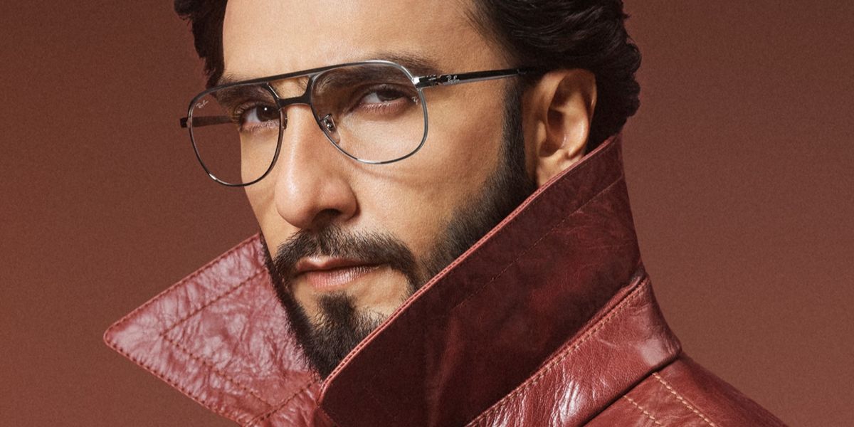 Bollywood actor Ranveer Singh wore gunmetal Ray-Ban Bill Max RB 3793V 2502 aviator optical glasses in October 2026.