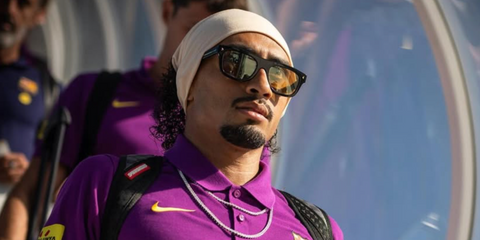 Brazilian footballer Raphinha was seen wearing black Prada PR B12S 16K60F sunglasses with yellow lenses in his Instagram post, July 2025. Shop online now on Pretavoir