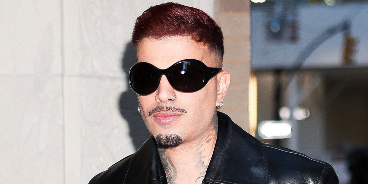 Rauw Alejandro wore black Alexander McQueen AM0592S 001 Kate Round sunglasses at an Audermars Piguet event during New York Fashion Week Spring/Summer 2027