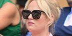 Australian actress Rebel Wilson was seen wearing Gucci GG0022S 001 square sunglasses at the Wimbledon Tennis Championships 2025