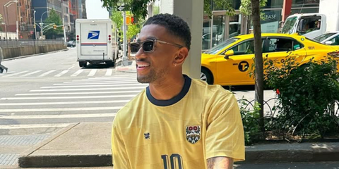 Footballer Reiss Nelson was seen wearing transparent Saint Laurent Sun SL 461 Betty 022 sunglasses in his Instagram post, June 2023.