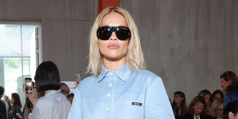 Rita Ora was seen wearing black Prada PR C05S 16K08Z sunglasses at the Prada Spring/Summer 2026 fashion show during Milan Fashion Week. Shop online now on Pretavoir