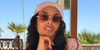 Rochelle Humes was seen wearing gold Cartier Panthere CT0474S 002 rimless geometric sunglasses with red lenses in her Instagram post, August 2026.