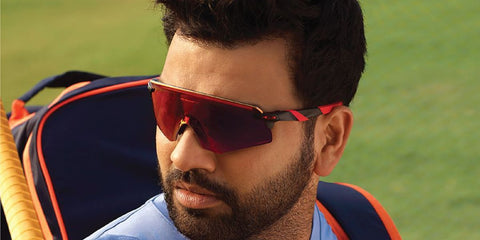 Rohit Sharma wearing Oakley Encoder OO9471 01 Prizm during net practice before Cricket match