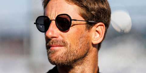 Romain Grosjean was seen wearing matte black Dita Lancier LSA-432 DLS 432 02 round sunglasses with grey Polarised lenses at the IMSA WeatherTech Championship Mobil 1 Twelve Hours of Sebring in Florida, March 2025