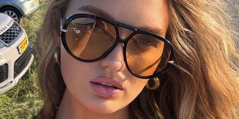 Romee Strijd is seen wearing Bottega Veneta BV1273S 003 Drop Aviator sunglasses in her Instagram post