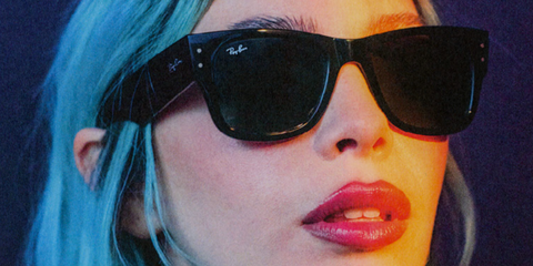 Rose Villain was seen modeling Ray-Ban Mega Wayfarer RB 0840S 901/31 sunglasses in a collaborative editorial with Ray-Ban and Interlude Project, 2023