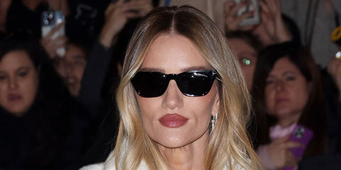 Rosie Huntington-Whiteley was seen wearing black Tom Ford Penn-02 TF1362 01A sunglasses with grey lenses at the Tom Ford Fall/Winter 2026 fashion show during Paris Fashion Week.