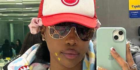 SZA wears Gucci mask GG print sunglasses