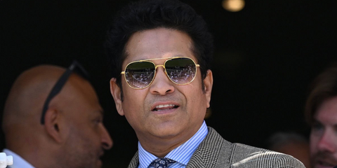 Legendary cricketer Sachin Tendulkar was seen wearing gold Dita Artoa 79 DTS 161 01 sunglasses with grey gradient lenses at Lord's Cricket Ground in England, July 2025. Shop online now on Pretavoir