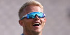 Cricketer Sam Curran was seen wearing white and blue Oakley Radar EV Path OO9208 57 sunglasses.