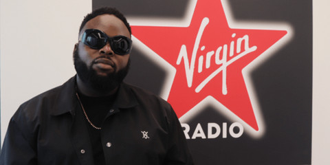 British actor Samson Kayo was seen wearing black Prada PR A13S 1AB5S0 round sunglasses while visiting Virgin Radio UK station