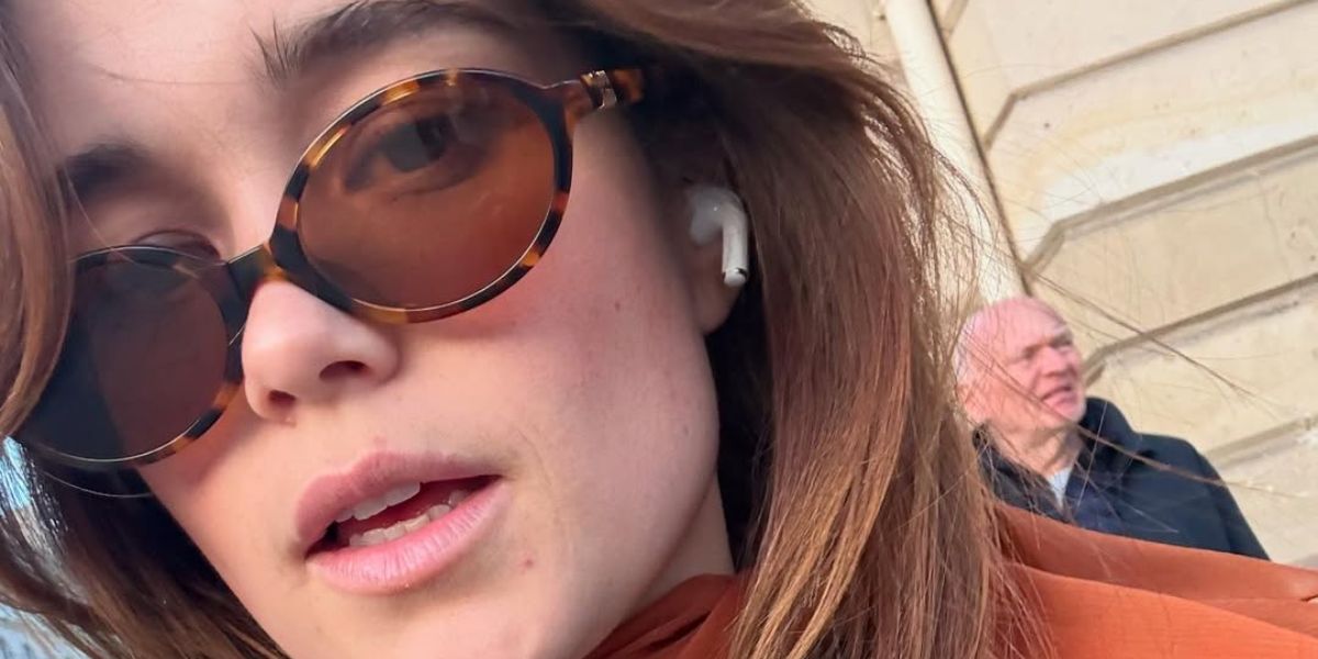 The White Lotus season 3 cast Sarah Catherine Hook was seen wearing brown tortoiseshell Miu Miu MU 04ZS 19P2Z1 oval sunglasses in her Instagram post