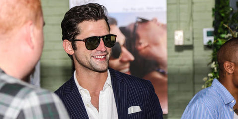 Sean O'Pry is seen wearing tortoiseshell Persol 0649 24/31 sunglasses to attend the brand's private event