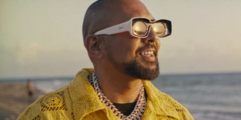Sean Paul was seen wearing silver and white Loewe x Paula's Ibiza LW40033I 20C sunglasses in his 2024 music video Out Of This World featuring Kes