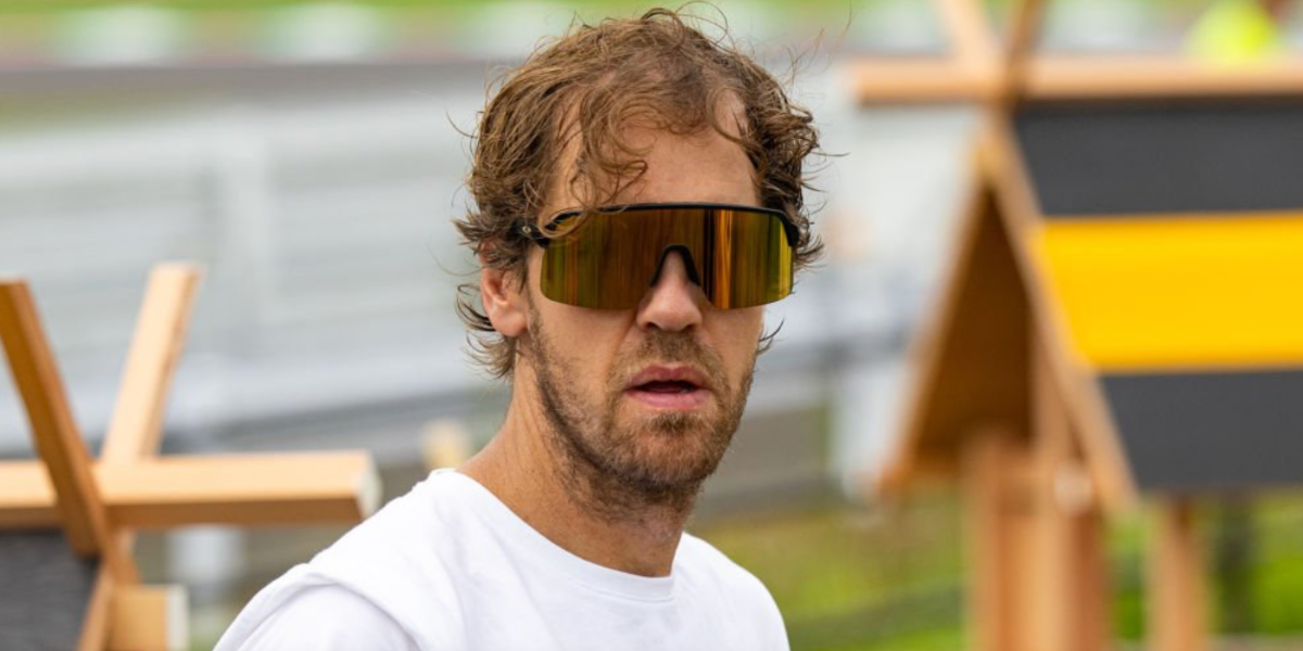 Ex F1 race driver Sebastian Vettel was seen wearing Oakley Sutro Lite OO9463 13 sunglasses with yellow gold Prizm lenses ahead of the 2023 F1 Grand Prix of Japan