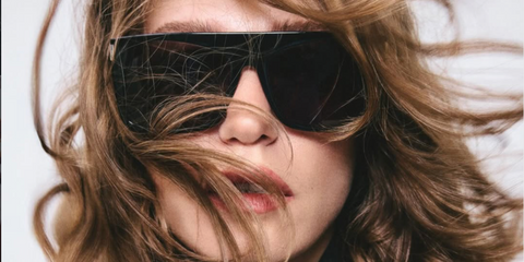 Turkish actress Serenay Sarikaya was seen wearing black Saint Laurent SL 756 001 sunglasses in her promotional image campaign with Mavi, shared through her Instagram post in October 2025.