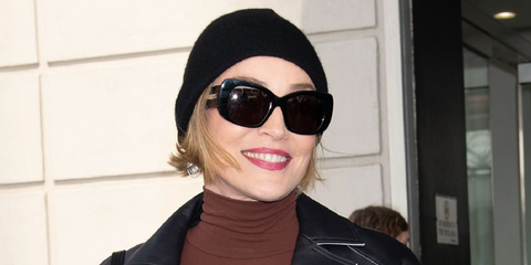 Sharon Stone was seen wearing black Burberry BE4410 3001/8G sunglasses in New York City, March 2026.