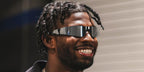 American football quarterback Shedeur Sanders of the Cleveland Browns was seen wearing silver Balenciaga BB0041S 002 shield sunglasses in his Instagram post, August 2025.