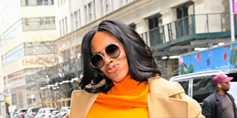 Sheryl Lee Ralph was seen wearing gold, green, and red Gucci GG0061S 003 round sunglasses in New York City, February 2025