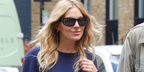 Sienna Miller wore black Ray-Ban Mega Balorama RB 2289 901/31 sunglasses in London, October 2026