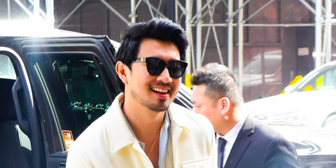 Simu Liu wears Gucci GG1073SK 001 sunglasses while strolling in Manhattan, New York City