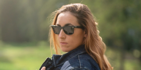 Italian alpine ski racer Sofia Goggia was seen wearing the iconic Ray-Ban Wayfarer 2140 901 Black sunglasses in her Instagram post, September 2024.