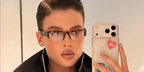 Russian actress and model Sofia Nikitchuk was seen wearing tortoiseshell Miu Miu MU B07S 14L08N sunglasses with clear Blue Control lenses in Paris, shared through her Instagram post in March 2026