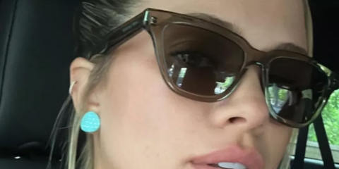 Sofia Richie wearing Saint Laurent Sulpice sunglasses in transparent brown