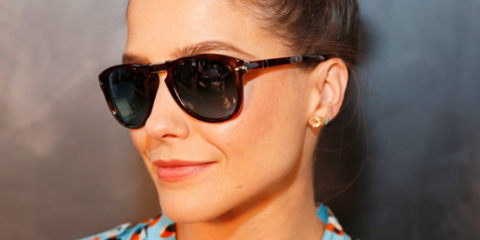 Sophia Bush was seen wearing tortoiseshell Persol 0714 24/S3 Folding Polarised aviator sunglasses with blue lenses