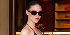 Danish fashion editor and stylist Sophia Roe was seen wearing brown Gucci GG1829SK 004 sunglasses with violet lenses at the Gucci Cruise 2026 fashion presentation in Florence, Italy. Shop online now on Pretavoir
