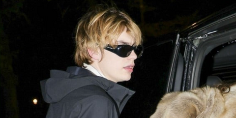Actor Spike Fearn was seen wearing black Saint Laurent SL 736 001 wraparound sunglasses during Paris Men's Fashion Week season Fall/Winter 2025.