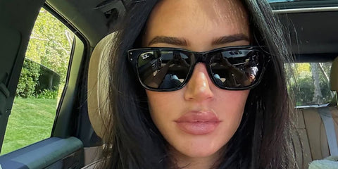 Anastasia Karanikolaou, widely known as Stassie Baby, was seen wearing black Ray-Ban Mr Burbank RB 2283 901/31 sunglasses in her Instagram post, April 2025. Shop online now on Pretavoir