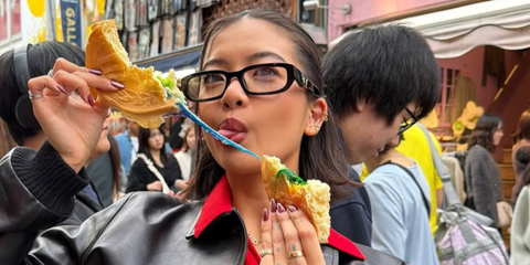 Digital creator Stephanie Hui was seen wearing black Prada PR B06S 16K08N Blue Control sunglasses with clear lenses in Tokyo, shared through her Instagram post in November 2025.