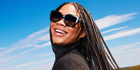 Actress Storm Reid was seen wearing black Coach CW195 HC8408U 5002/3C sunglasses in the Coach Fall/Winter 2024 campaign. Shop online now on Pretavoir