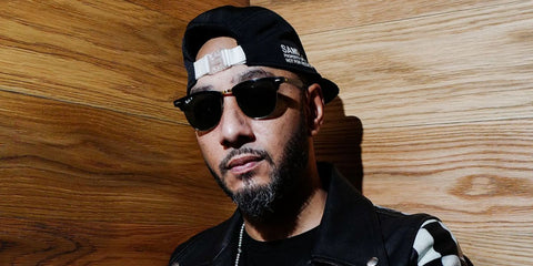 Swizz Beatz wears Ray-Ban Clubmaster RB 3016 901/58 Polarised to the Faith Connexion event