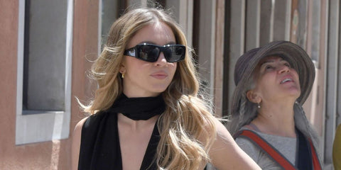 Actress Sydney Sweeney was seen wearing black Chloe CH0299S 001  sunglasses at the Jeff Bezos & Lauren Sanchez wedding weekend celebration in Venice, Italy, June 2025. Shop online now on Pretavoir