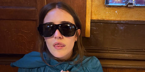 Talia Ryder was seen wearing black Saint Laurent Sun SL 609 Carolyn 001 sunglasses in her Instagram post, October 2025.