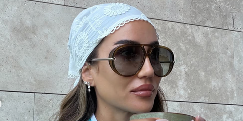 Tamara Kalinic was seen wearing silver and green-brown Bottega Veneta BV1274S 006 aviator sunglasses with grey gradient lenses in Antalya, Turkiye, August 2026