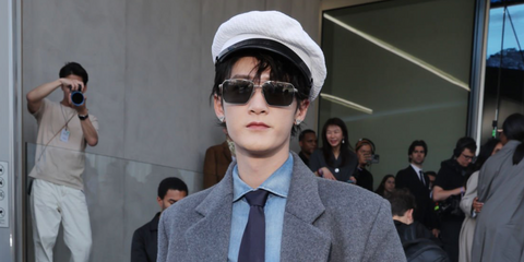 Chinese actor Tan Jianci was seen wearing silver Prada PR A57S 1BC175 sunglasses at the Prada Menswear Spring/Summer 2025 fashion show during Milan Men's Fashion Week. Shop online now on Pretavoir